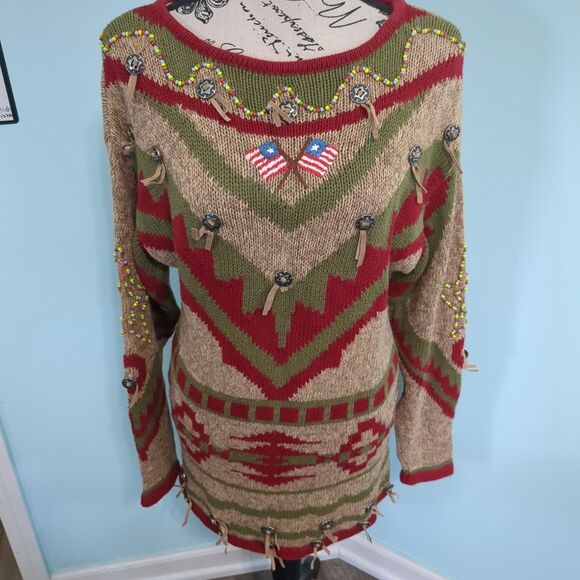 Cambridge Country Store southwestern Muticolor Long Tunic Sweater small - Picture 1 of 6